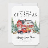 Vrolijk kerstfeest | Waterverf Red Truck Holiday Feestdagenkaart (Voorkant)