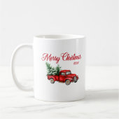 Vrolijk kerstfeest Waterverf Red Truck Koffiemok (Links)