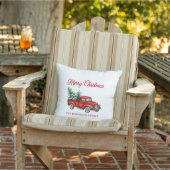 Vrolijk kerstfeest Waterverf  Red Truck Porch Buitenkussen (Stoel)