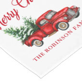 Vrolijk kerstfeest Waterverf Red Truck White Korte Tafelloper (Hoek)
