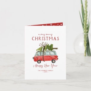 Vrolijk kerstfeest   Waterverf Red van Holiday Feestdagen Kaart