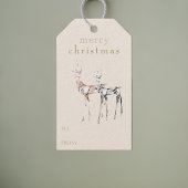 Vrolijk Kerstfeest Waterverf Rendier Eenvoudig Mod Cadeaulabel