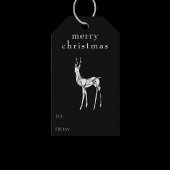 Vrolijk Kerstfeest Waterverf Rendier Modern Zwart Cadeaulabel