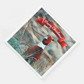 Vrolijk kerstfeest Waterverf Ring-hals Pheasant Servet (Hoek)