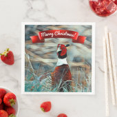 Vrolijk kerstfeest Waterverf Ring-hals Pheasant Servet (Insitu)