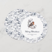 Vrolijk kerstfeest Waterverf Robin Bird Winter Feestdagenkaart (Voorkant / Achterkant)