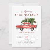 Vrolijk kerstfeest | Waterverf Rode auto-feestdag Kaart (Voorkant)
