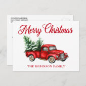 Vrolijk kerstfeest Waterverf  rode vliegbomen Briefkaart (Voorkant / Achterkant)