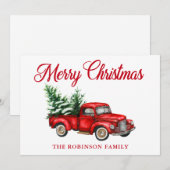 Vrolijk kerstfeest Waterverf  rode vliegbomen Feestdagenkaart (Voorkant / Achterkant)