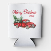 Vrolijk kerstfeest Waterverf  Rode Vrachtdatum Blikjeskoeler (Voorkant)