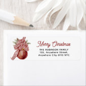 Vrolijk Kerstfeest Waterverf Rood Ornament Etiket (Insitu)