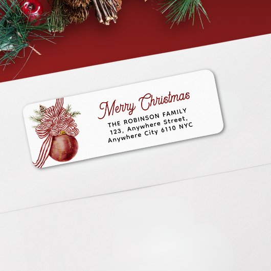 Vrolijk Kerstfeest Waterverf Rood Ornament Etiket