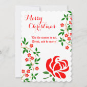Vrolijk kerstfeest Waterverf Rood Rose Floral Feestdagenkaart (Voorkant)