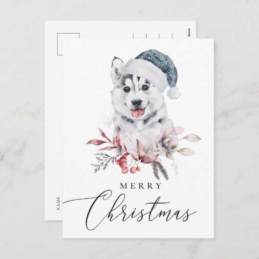 Vrolijk kerstfeest. Waterverf schattige feestdag Feestdagenkaart (Voorkant / Achterkant)