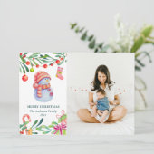 vrolijk kerstfeest. Waterverf schattige sneeuwman  Feestdagenkaart (Staand voorkant)