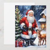 Vrolijk Kerstfeest Waterverf Sinterklaas Feestdagenkaart (Voorkant / Achterkant)