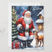 Vrolijk Kerstfeest Waterverf Sinterklaas Feestdagenkaart (Voorkant)