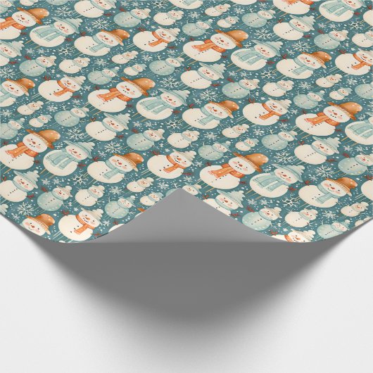 vrolijk kerstfeest | Waterverf Sneeuwmannen Kerst Cadeaupapier (Hoek)