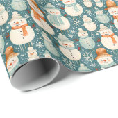 vrolijk kerstfeest | Waterverf Sneeuwmannen Kerst Cadeaupapier (Rol Hoek)