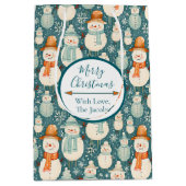 vrolijk kerstfeest | Waterverf Sneeuwmannen Kerst Medium Cadeauzakje (Voorkant)