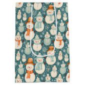 vrolijk kerstfeest | Waterverf Sneeuwmannen Kerst Medium Cadeauzakje (Achterkant)