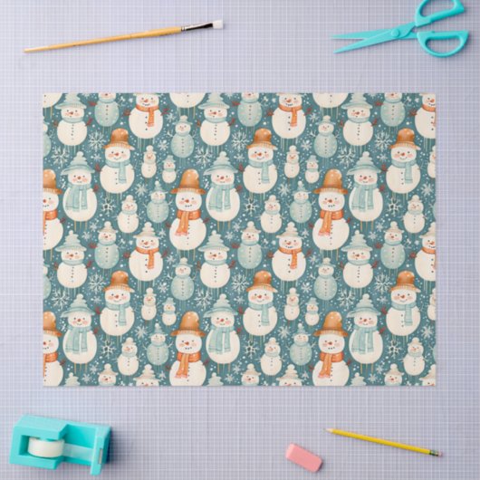 vrolijk kerstfeest | Waterverf Sneeuwmannen Kerst Tissuepapier (Craft)