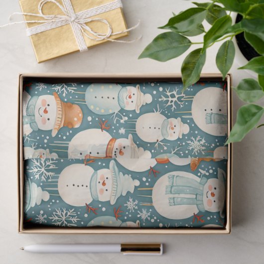 vrolijk kerstfeest | Waterverf Sneeuwmannen Kerst Tissuepapier (Geschenk)