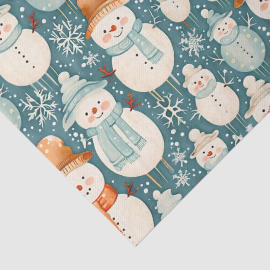 vrolijk kerstfeest | Waterverf Sneeuwmannen Kerst Tissuepapier (Detail)