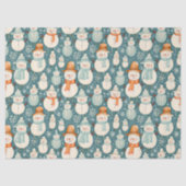 vrolijk kerstfeest | Waterverf Sneeuwmannen Kerst Tissuepapier (Voorkant)