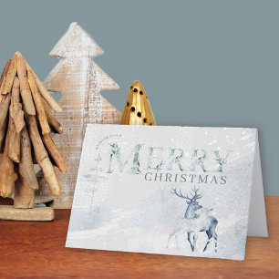 Vrolijk kerstfeest Waterverf Stag en Deer Elegant Feestdagen Kaart