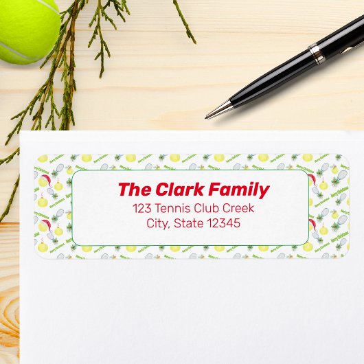 Vrolijk kerstfeest Waterverf Tennis Balls & Racket Etiket