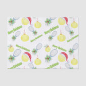 Vrolijk kerstfeest Waterverf Tennis Balls & Racket Tissuepapier (Voorkant)