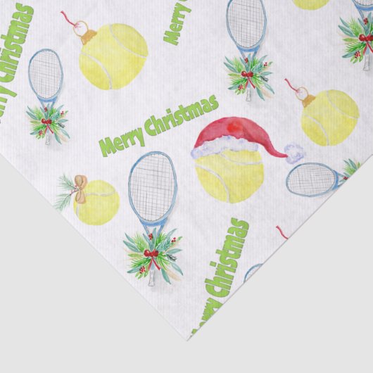 Vrolijk kerstfeest Waterverf Tennis Balls & Racket Tissuepapier (Detail)