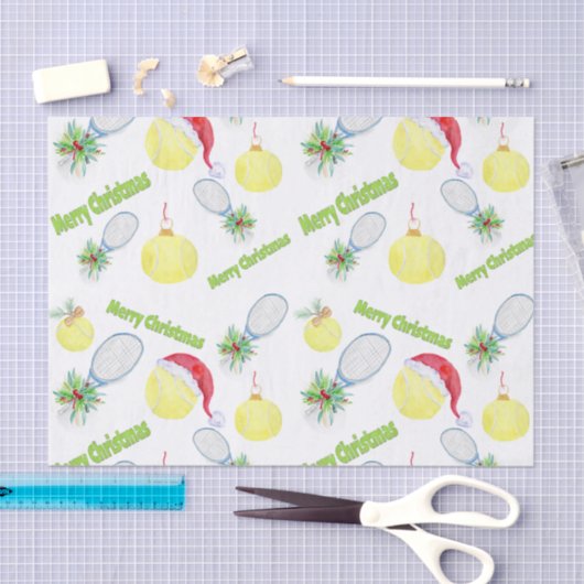 Vrolijk kerstfeest Waterverf Tennis Balls & Racket Tissuepapier (Craft)