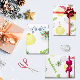 Vrolijk kerstfeest Waterverf Tennis Racket en Ball Cadeaupapier