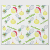 Vrolijk kerstfeest Waterverf Tennis Racket en Ball Cadeaupapier (Vlak)