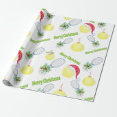 Vrolijk kerstfeest Waterverf Tennis Racket en Ball Cadeaupapier (Uitgerold)