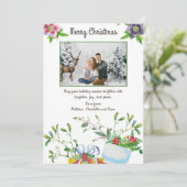 Vrolijk Kerstfeest Waterverf Vakantie Bloemen Foto (Staand voorkant)