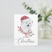 Vrolijk kerstfeest. Waterverf vakantiepolair beer Feestdagenkaart (Staand voorkant)