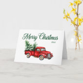 Vrolijk kerstfeest Waterverf vrachtwagenpark Kaart (Gele Bloem)