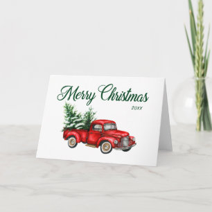 Vrolijk kerstfeest Waterverf  vrachtwagenpark Kaart