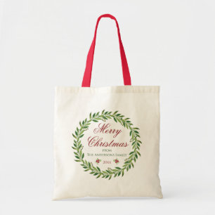 Vrolijk kerstfeest Waterverf Weesfamilie Tote Bag