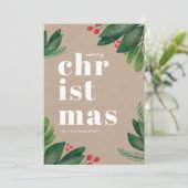 vrolijk kerstfeest. Waterverf winter botanisch Feestdagenkaart (Staand voorkant)