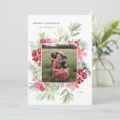 Vrolijk Kerstfeest Waterverf Winter Botanische kra Feestdagenkaart (Staand voorkant)