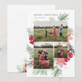 Vrolijk Kerstfeest Waterverf Winter Botanische kra Feestdagenkaart (Voorkant / Achterkant)