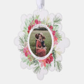 Vrolijk Kerstfeest Waterverf Winter Botanische kra Ornament Kaart (Links)