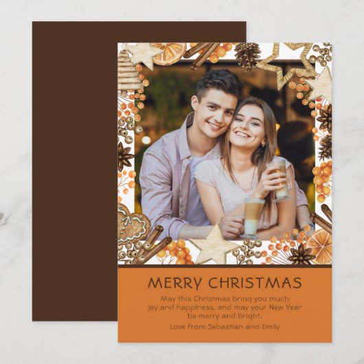 Vrolijk kerstfeest Waterverf Winter Floral Foto (Voorkant / Achterkant)