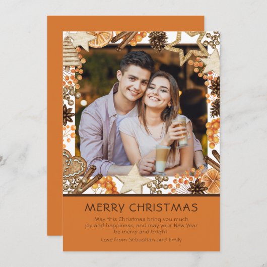 Vrolijk kerstfeest Waterverf Winter Floral Foto (Voorkant / Achterkant)