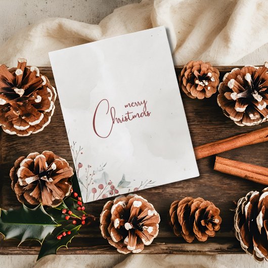 Vrolijk kerstfeest Waterverf winterbessen niet-fot Feestdagen Kaart