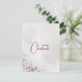 Vrolijk kerstfeest Waterverf winterbessen niet-fot Feestdagenkaart (Staand voorkant)